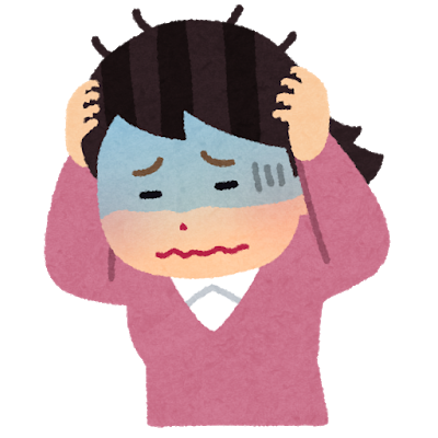 ストレスに頭を抱える女性のイラスト