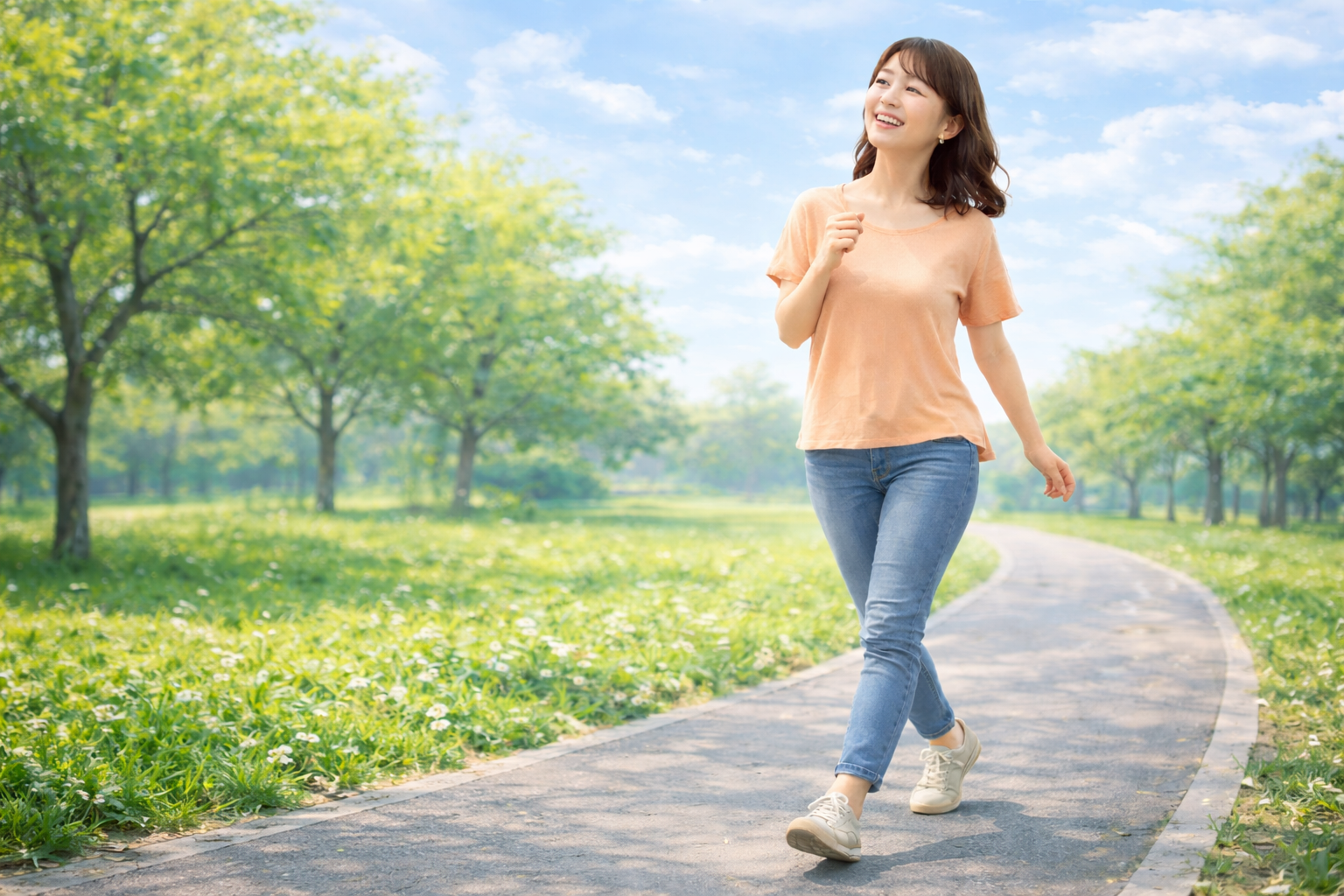 楽しそうに歩く女性